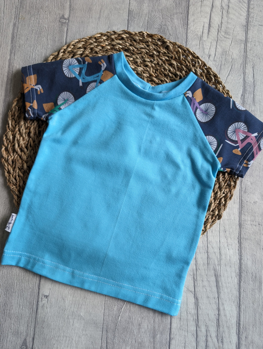 Raglan T-Shirt 12-18months Bikes/Blue Ready to Post